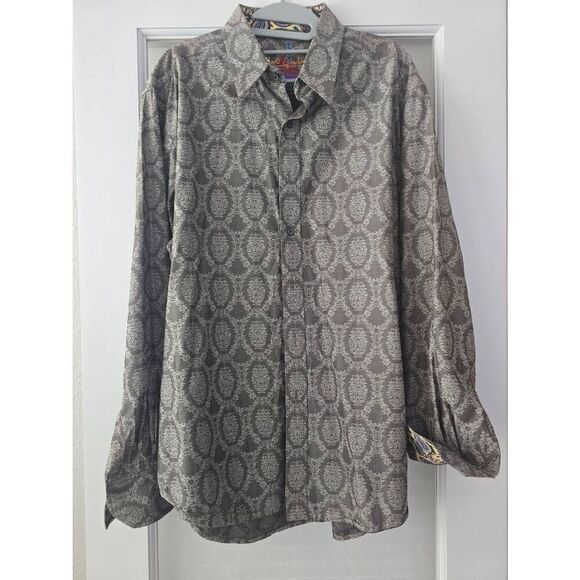 Men's Robert Graham Gray‎ Paisley Long Sleeve Button Down Size XL - Picture 1 of 10